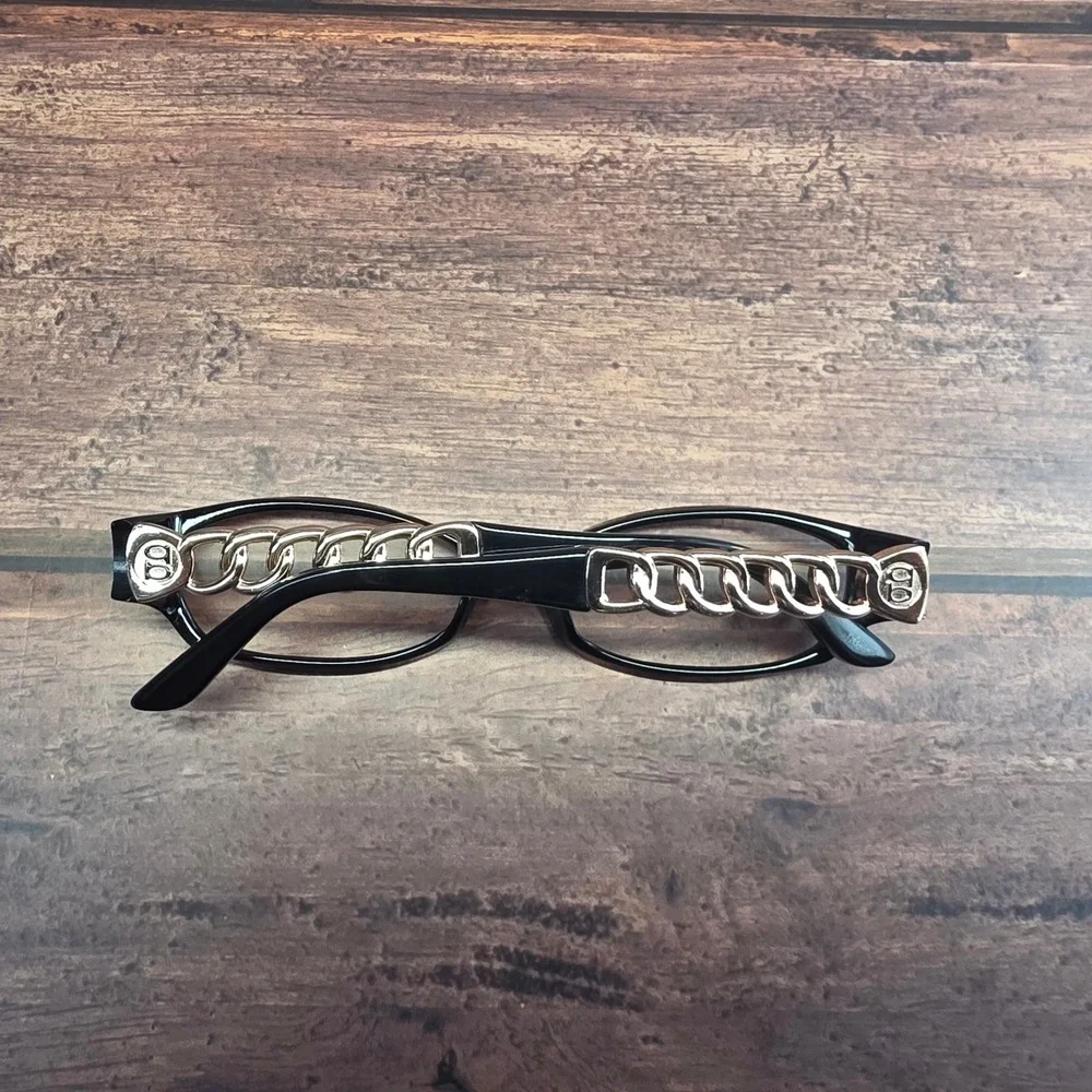 Bebe Charmed Ebony Black Gold Chain Link Eyeglasses Frames 51-15-130